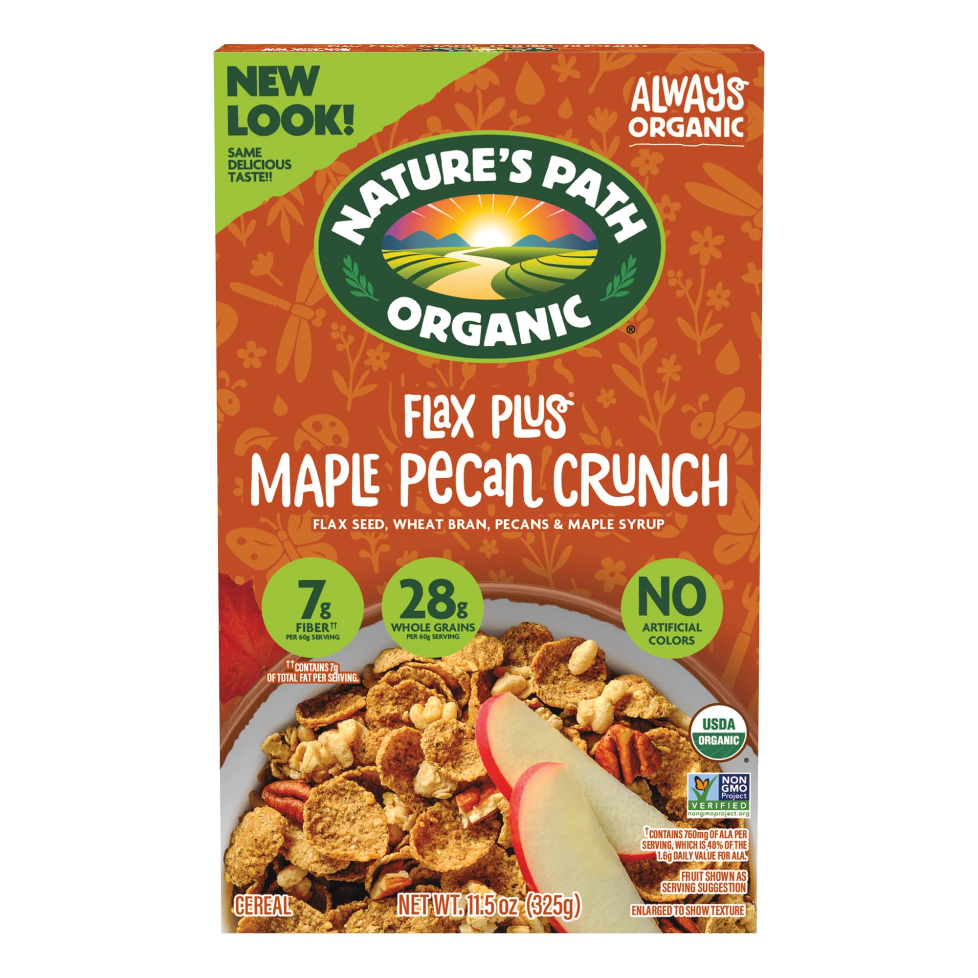 Nature's Path Organic Flax Plus Maple Pecan Crunch Cereal, 11.5 oz (Pack of 1), Non-GMO