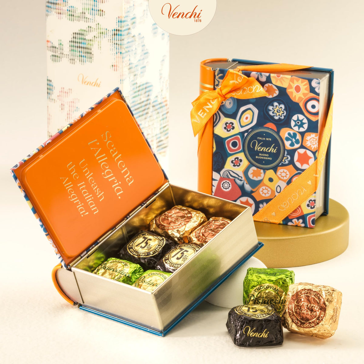 Venchi - Murrine Collection - Mini Book With Assorted Chocoviar Chocolates, 4.05 oz - Gluten Free - Gift Idea for Birthday and Anniversary