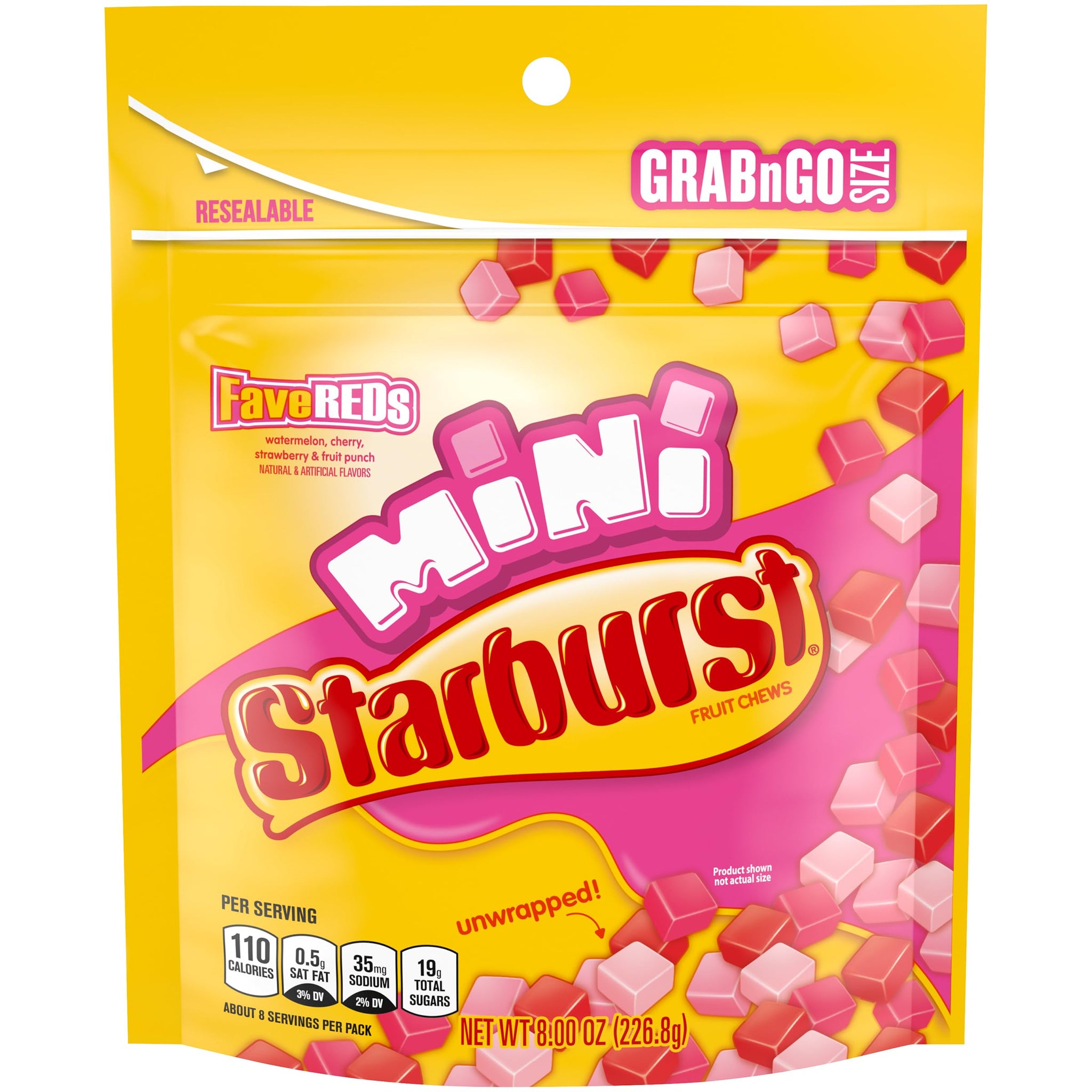 Mini 3 Assorted Flavors Stand Up Pouch Unwrapped, 8 Ounce (Pack of 3), Orignal, Sours & FaveReds