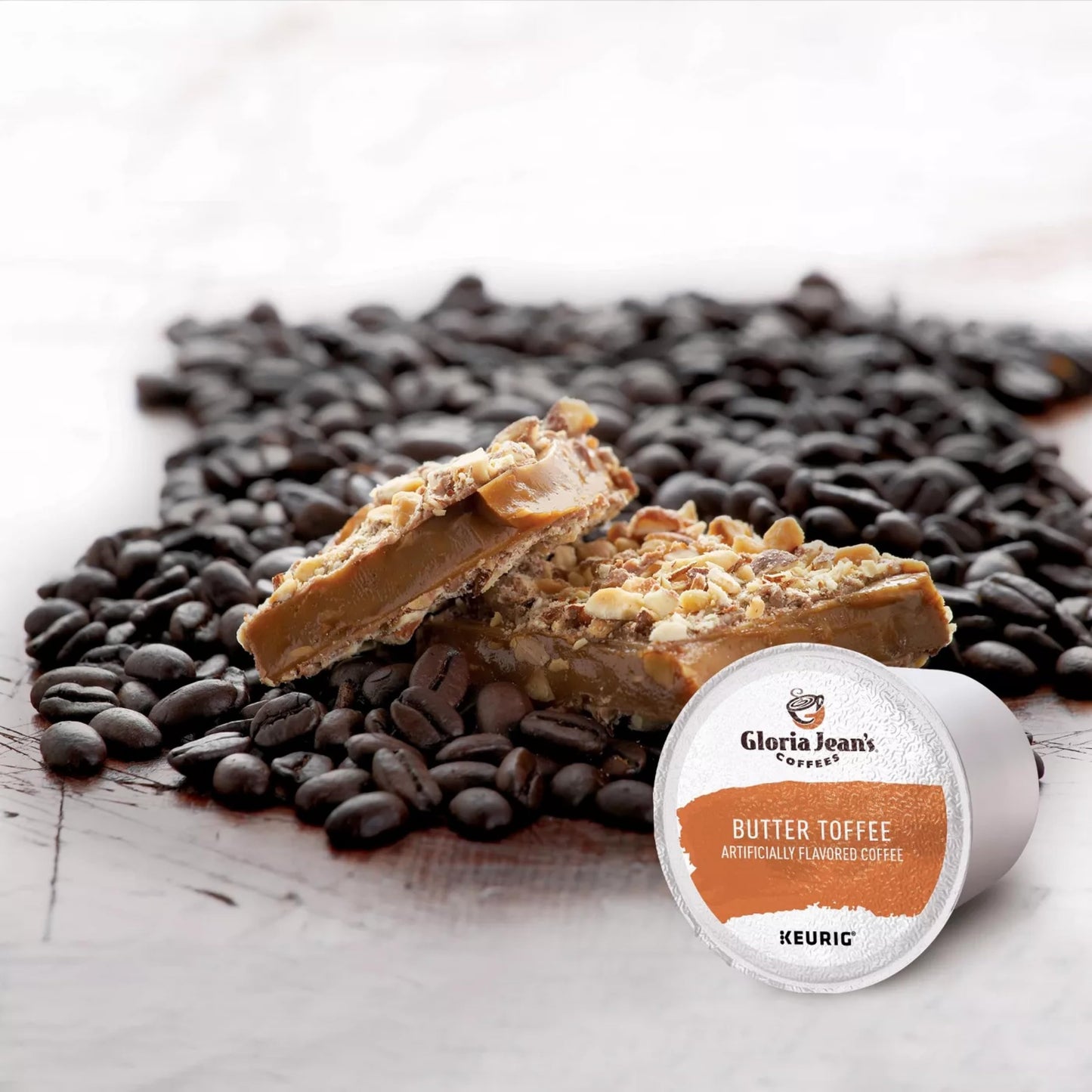 Gloria Jean's Coffees Butter Toffee, Single-Serve Keurig K-Cup Pods, Flavored Medium Roast Coffee, 24 Count (Pack of 1)