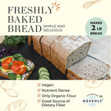 Havenly Rustic Bread Mix 18.5 oz Gluten Free Flour | Vegan, Dairy Free, Nut Free, Soy Free, Kosher Bread Flour | No sugar added | No Knead - Easy to Make | High Fiber Wholegrain Gluten Free Flour | Yeast for Baking Included