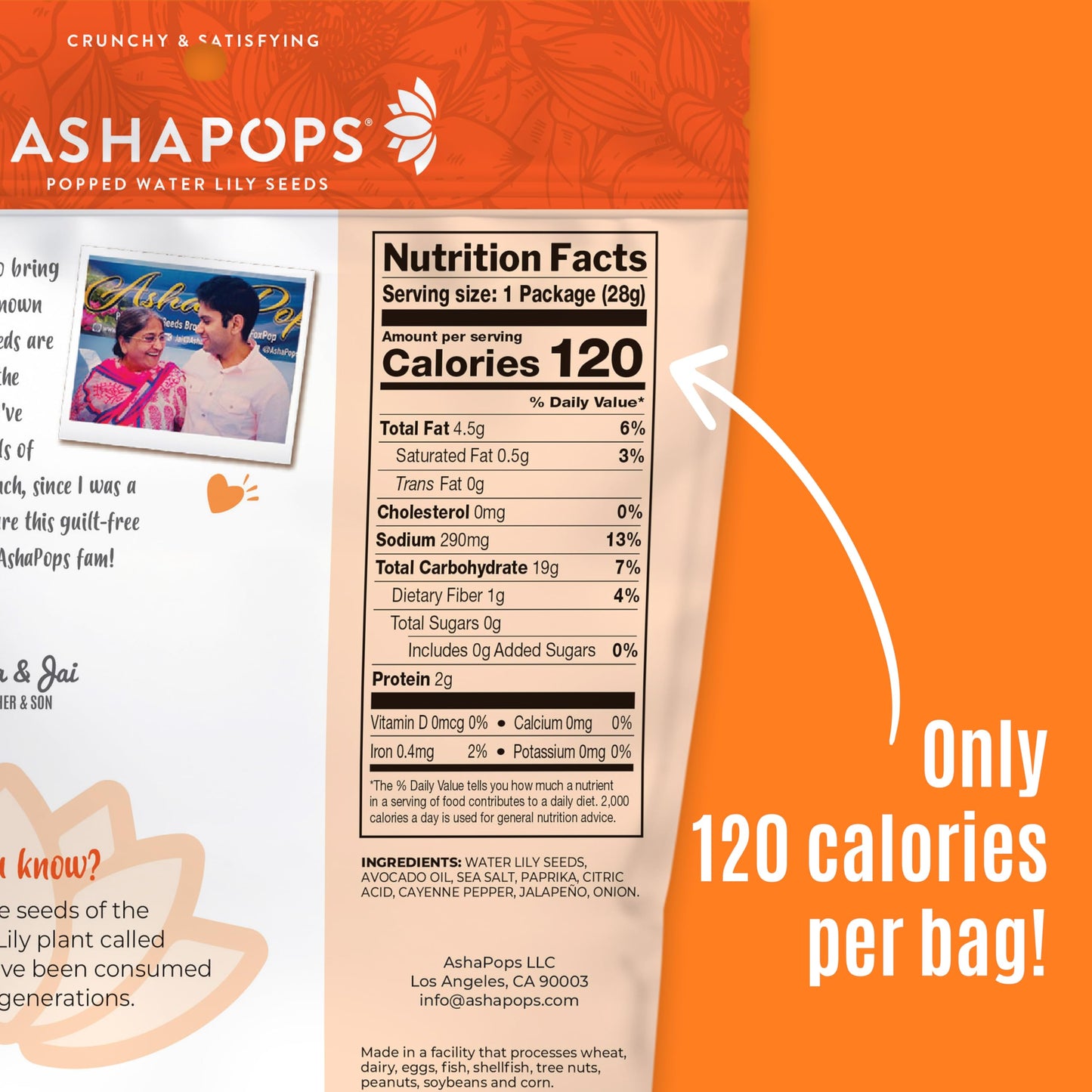 AshaPops Chili Flavored Popped Water Lily Seeds, 1 oz (Pack of 6) - Gluten-Free, Vegan, Paleo, Nut-Free, Corn-Free, Soy-Free, Non-GMO, Delicious