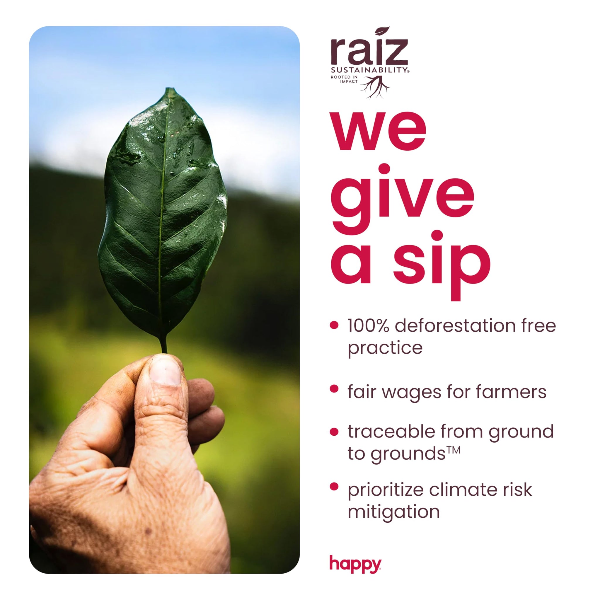 happy coffee medium roast coffee pods, 22 count, notes of chocolate & confidence, compatible with most K-cup brewers, rainforest alliance certified