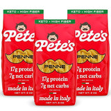 Low Carb, Protein Pasta | Penne with 17g Protein, 7g Carbs | Healthy, Keto Pasta Made in Italy | 3-Pack, 8oz - Pete’s Pasta
