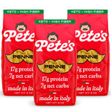 Low Carb, Protein Pasta | Penne with 17g Protein, 7g Carbs | Healthy, Keto Pasta Made in Italy | 3-Pack, 8oz - Pete’s Pasta