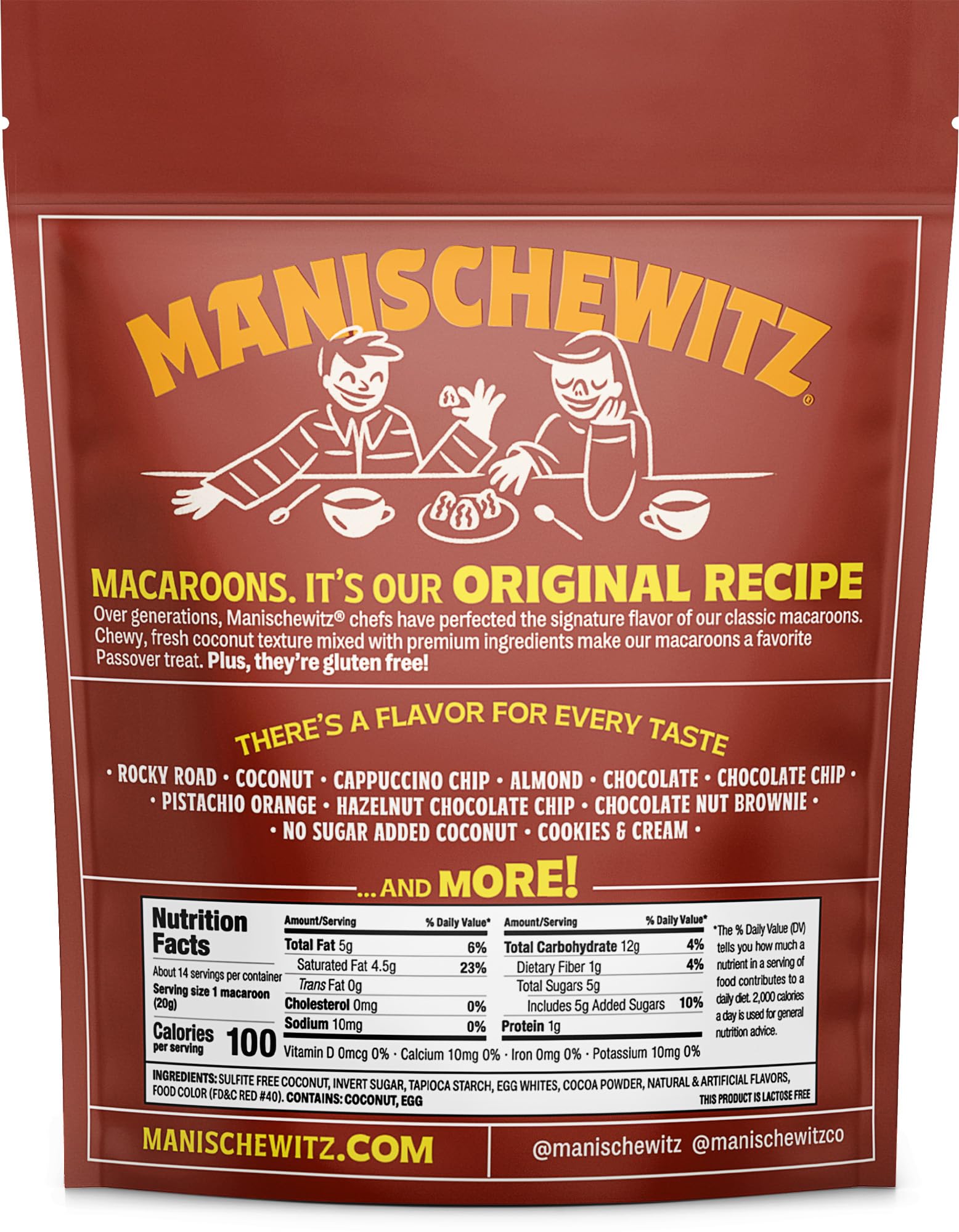 Manischewitz Red Velvet Coconut Macaroons, 10 Ounce Resealable Bag, Certified Gluten Free, Kosher for Passover