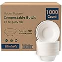 Paper Bowls Disposable Bowls Compostable [1000 Pack] Bulk 12 oz Biodegradable Bowl - Case Pack Good For Hot Soup Chili - Made from 100% Sugarcane