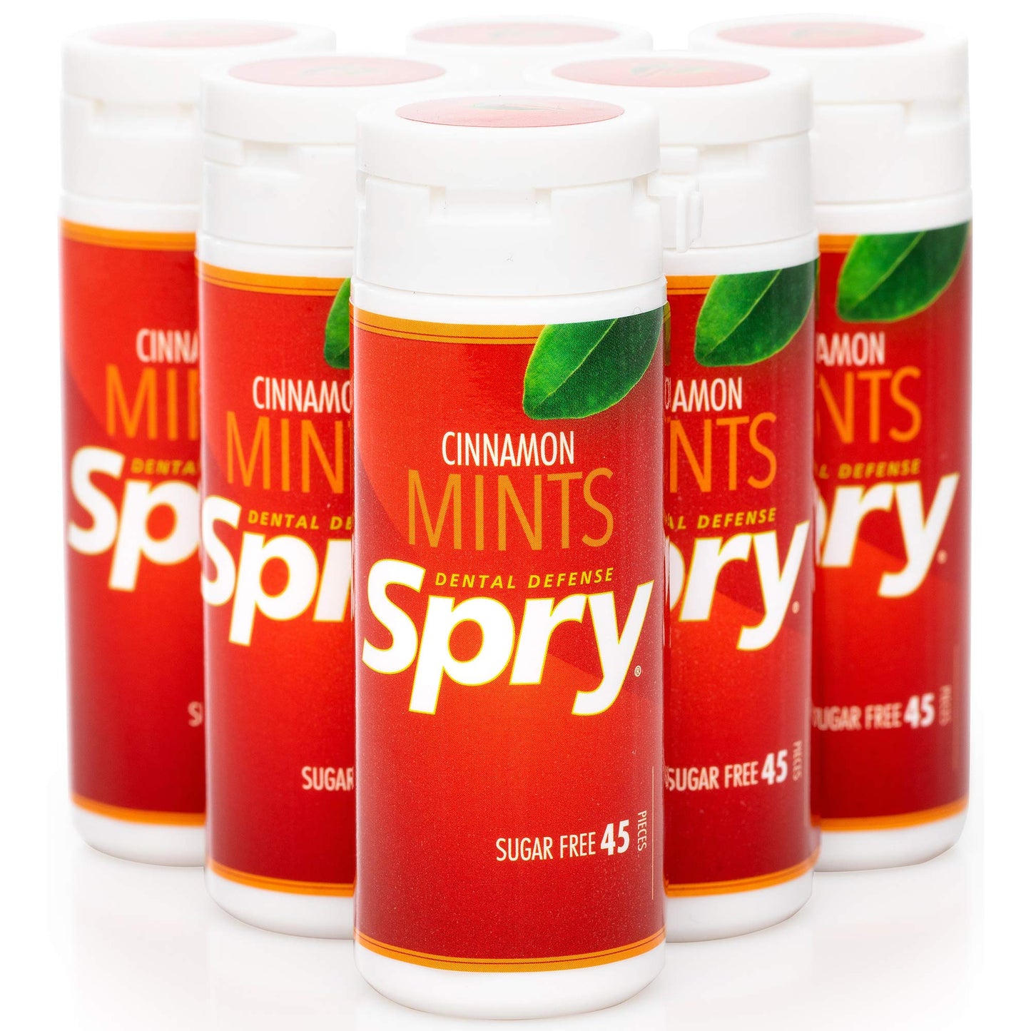 Spry Xylitol Cinnamon Mints Sugar Free Candy - Promote Oral Health, Increase Saliva Production, Stop Bad Breath, Non-GMO, Gluten-Free, 45 Count (Pack