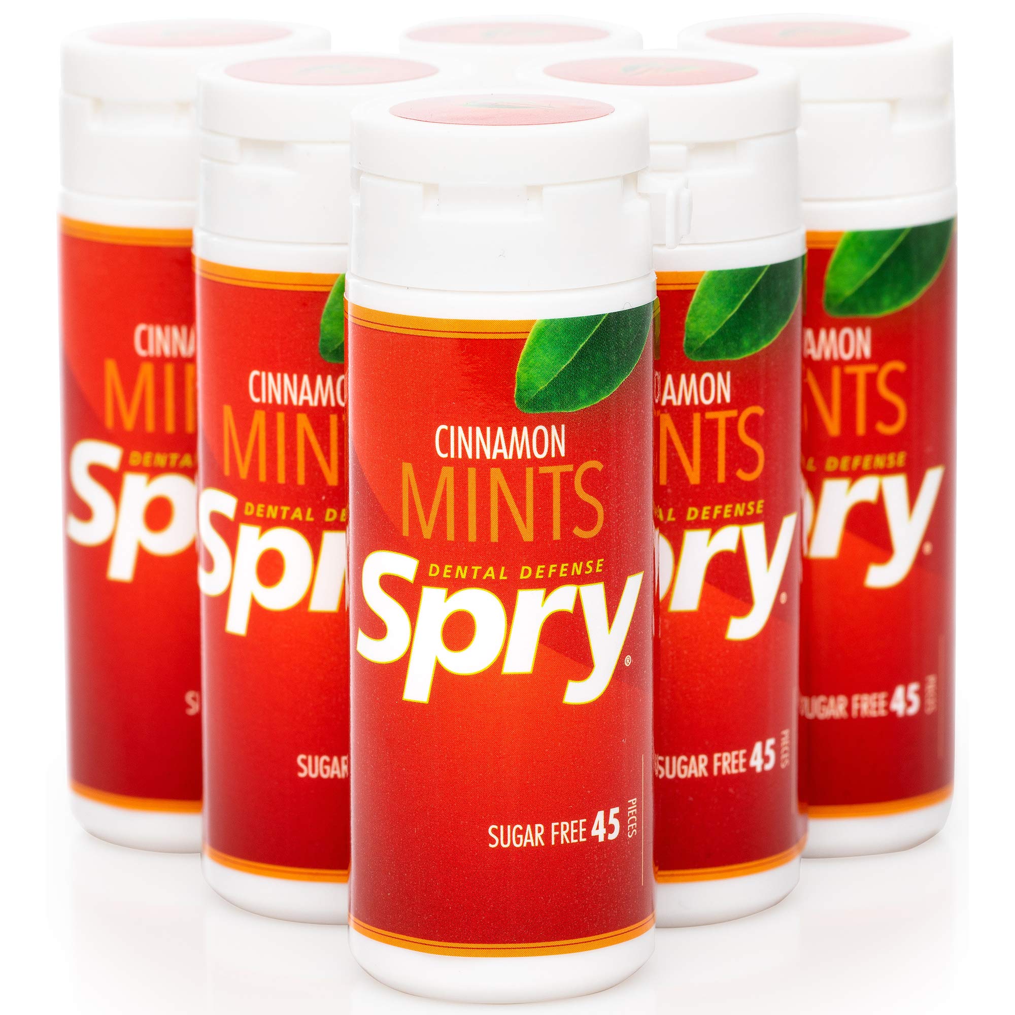 Spry Xylitol Cinnamon Mints Sugar Free Candy - Promote Oral Health, Increase Saliva Production, Stop Bad Breath, Non-GMO, Gluten-Free, 45 Count (Pack