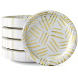 Party Solids Gold Motif Paper Plates Disposable Heavy Duty 10 Inch White and Gold Paper Plates for Party 96 Pcs Heavy Duty 350 GSM, Birthday Supplies