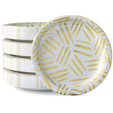 Party Solids Gold Motif Paper Plates Disposable Heavy Duty 10 Inch White and Gold Paper Plates for Party 96 Pcs Heavy Duty 350 GSM, Birthday Supplies