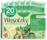 Wissotzky Nana Mint Ginger & Citrus Herbal Tea, 20 Tea Bags | Zesty Blend | Caffeine Free Tea | Digestive Support