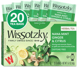 Wissotzky Nana Mint Ginger & Citrus Herbal Tea, 20 Tea Bags | Zesty Blend | Caffeine Free Tea | Digestive Support