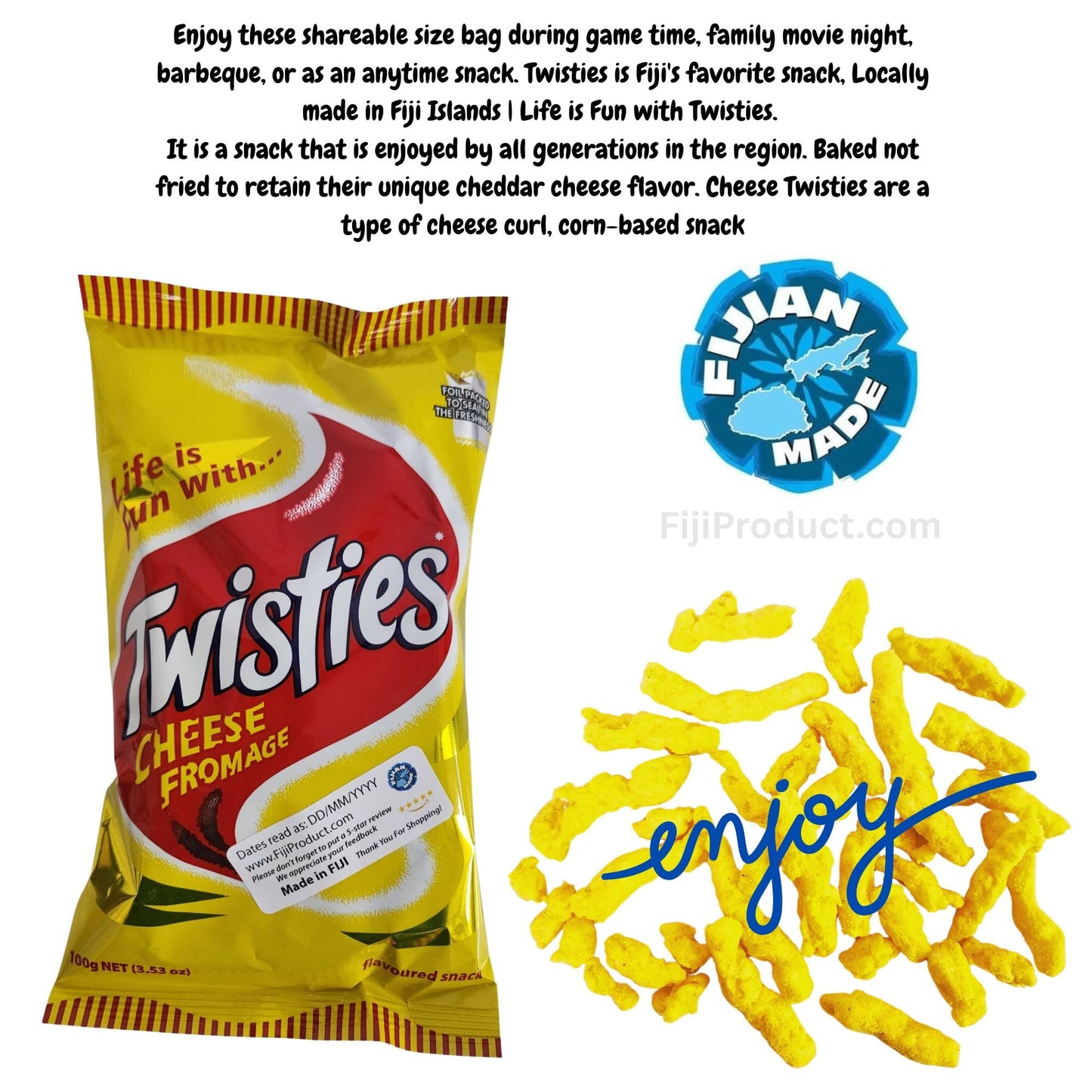FIJI Combo Snacks - Cheese Bongo, Chicken Bongo, Cheese Twisties, Chicken Twisties, UFO'S, Bottled Water (Value Pack Of 10) Favorite Snack Of The