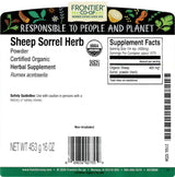 Frontier Co-op Organic Sheep Sorrel Powder, 1lb Bulk Bag - Natural Herbal Powder with Sharp, Tangy Flavor for Herbal Teas and Essiac Blends, Kosher