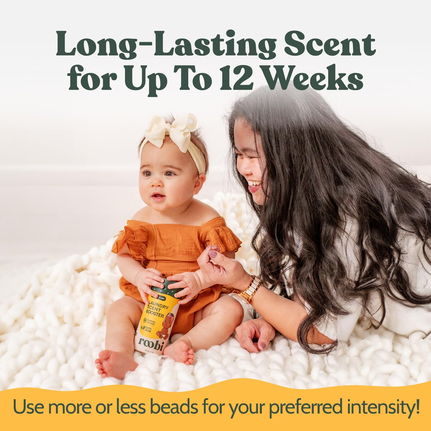 Roobi Baby Laundry Scent Booster. Peachy Lullaby Fragrance Beads. Specially Formulated for Baby's Sensitive Skin. Up to 20 Washing Cycles. Carbon