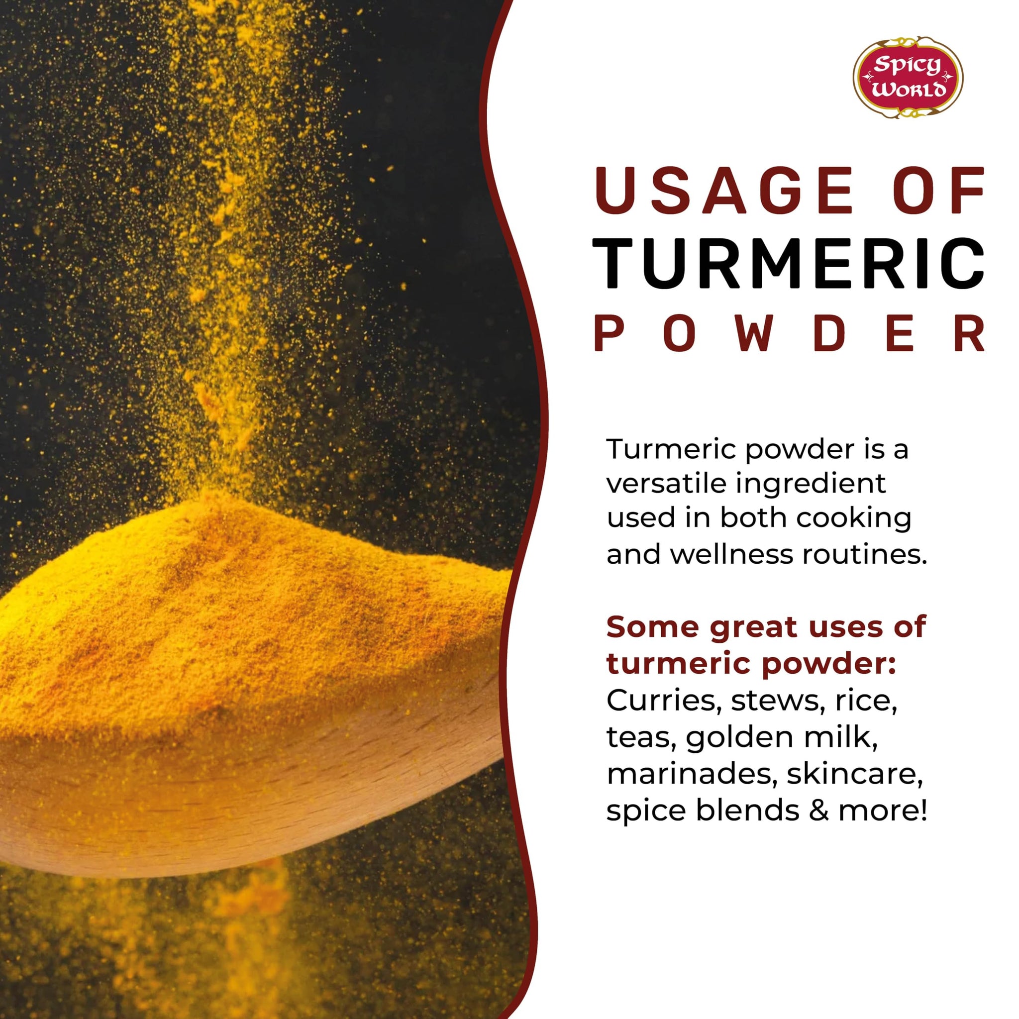 Spicy World Turmeric Powder 5 LB Jar - Gluten Free, Bulk Turmeric with Curcumin, Ground Haldi Spice for Cooking, Pure Curcuma Longa, Non-GMO