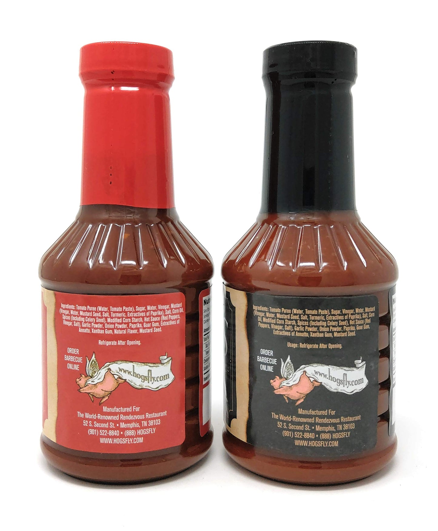 Charlie Vergos Rendezvous - Original and Hot BBQ Sauce Combo Pack (1lb 2oz (510g) Each)