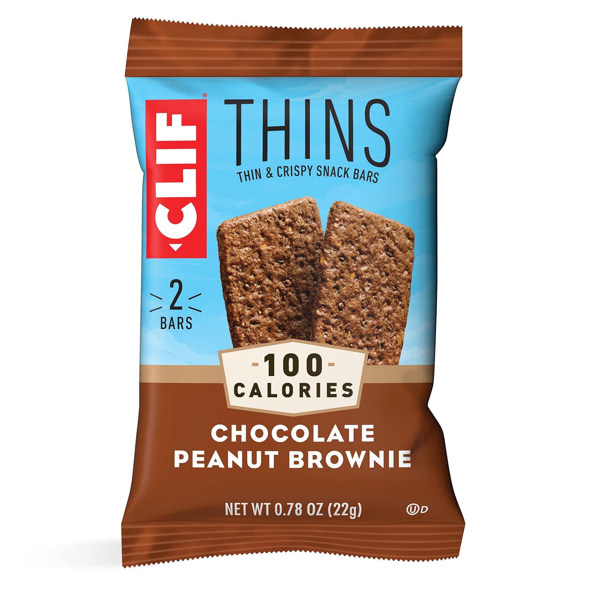 CLIF BAR - CLIF Thins - Chocolate Peanut Brownie - Thin and Crispy Snack Bars - 100 Calorie Packs (0.78 Ounce Bars, 21 Count) Packaging May Vary