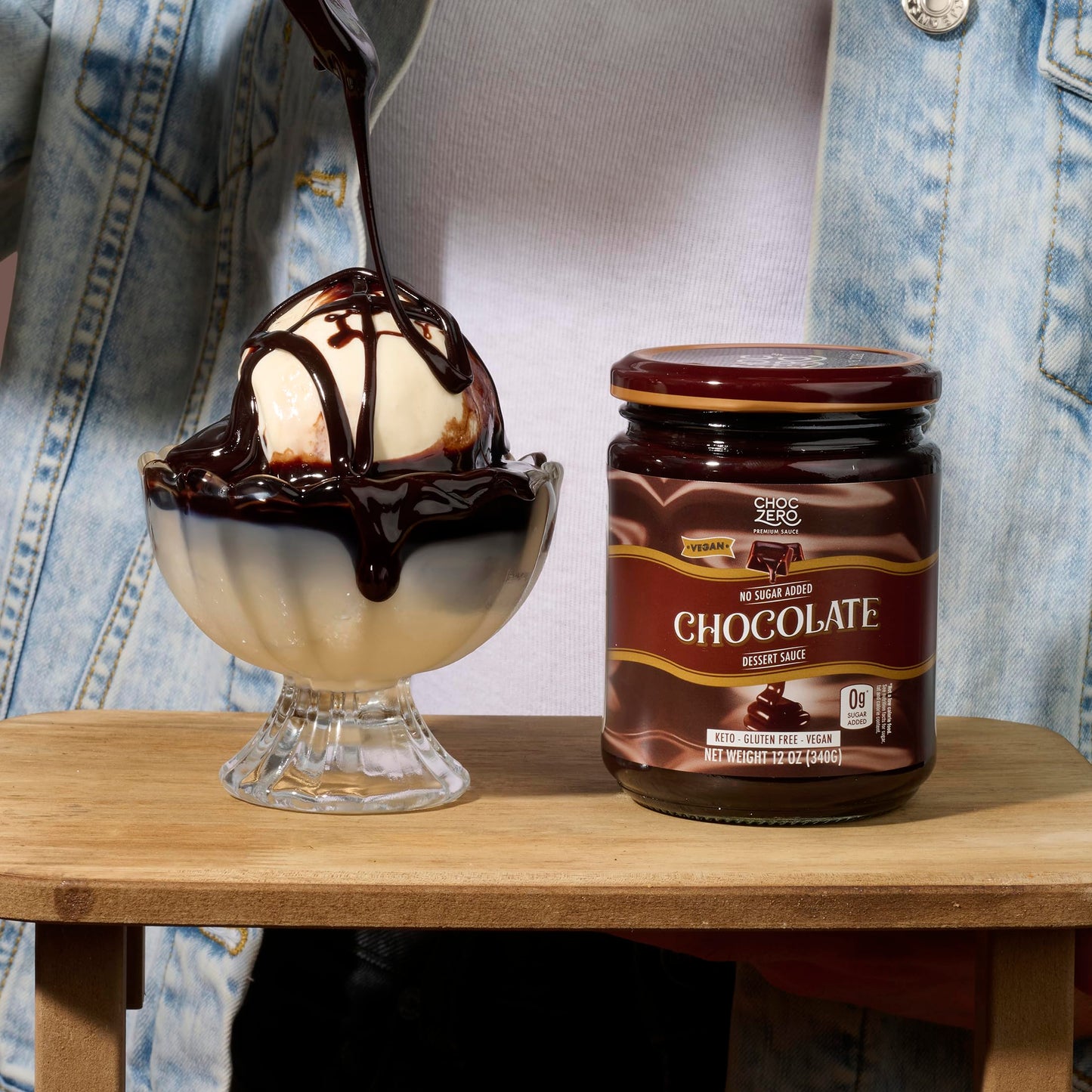 ChocZero Keto Chocolate Sauce, Sugar Free Hot Fudge, No Artifical Sweeteners, Low Carb Dessert & Ice Cream Topping, Gluten Free, 12 oz Jar
