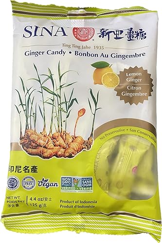 Sina Ting Ting Jahe Ginger Chewy Candy with Lemon , 4.4 oz