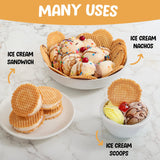 Waffle Cone Chips For Ice Cream Nachos - Round Waffle Chip - Round Wafer Cookies - Bulk Pack - 1,000 Chips