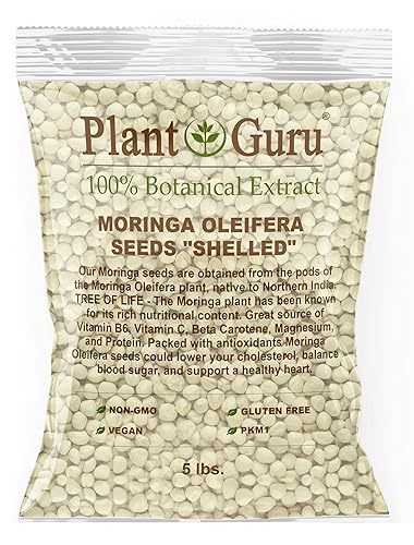 Moringa Seeds Kernel Shelled 5 lbs. Bulk - Clean PKM1 Variety - Edible - Moringa Oleifera - Malunggay - Semillas De Moringa - Drumstick Tree - Non-GMO