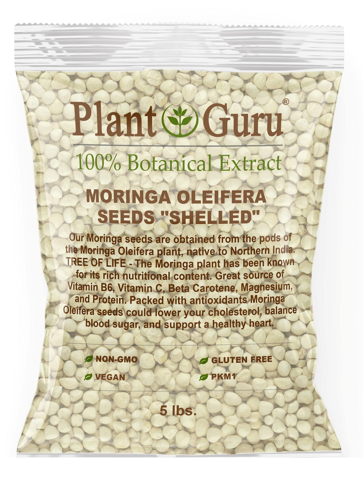 Moringa Seeds Kernel Shelled 5 lbs. Bulk - Clean PKM1 Variety - Edible - Moringa Oleifera - Malunggay - Semillas De Moringa - Drumstick Tree - Non-GMO