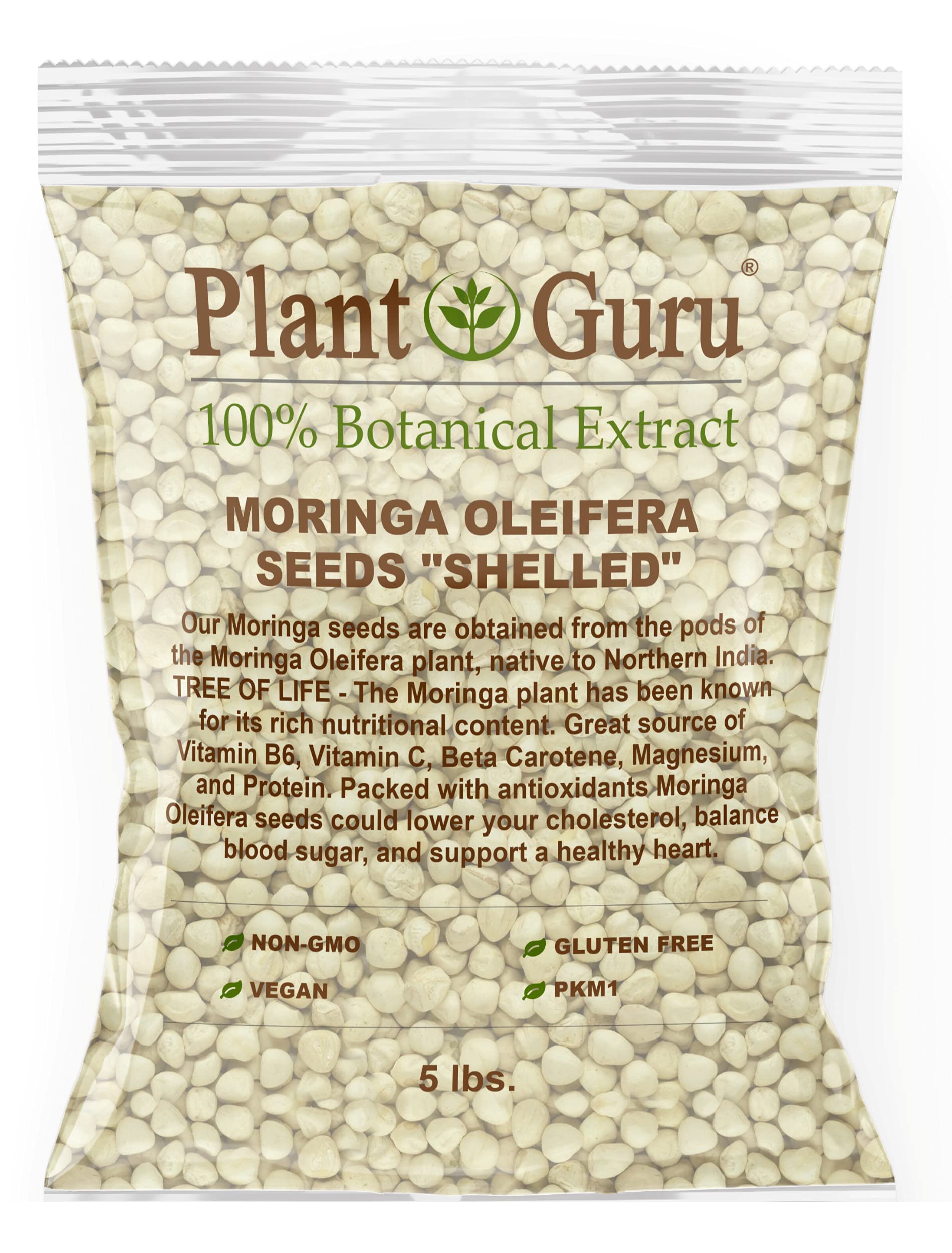 Moringa Seeds Kernel Shelled 5 lbs. Bulk - Clean PKM1 Variety - Edible - Moringa Oleifera - Malunggay - Semillas De Moringa - Drumstick Tree - Non-GMO