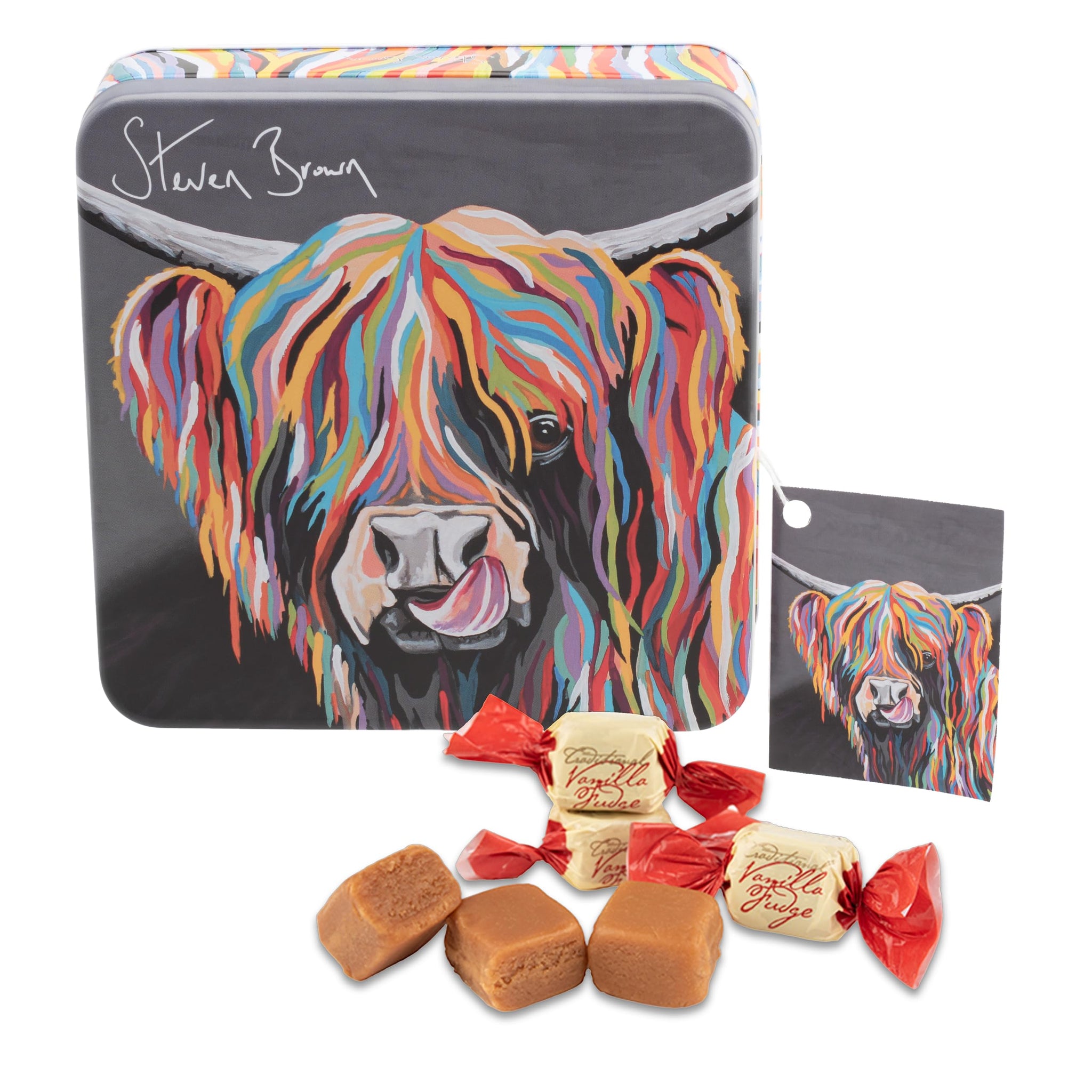 Gardiners of Scotland Handmade Fudge, Steven Brown - Heather McCoo Vanilla Fudgezasfasdfasdf 7 Ounce Square Tin