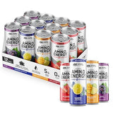 Optimum Nutrition Amino Energy Sparkling Hydration Drink, Electrolytes, Caffeine, Amino Acids, BCAAs, Sugar Free, 12 Fl Oz, Variety Pack of 12