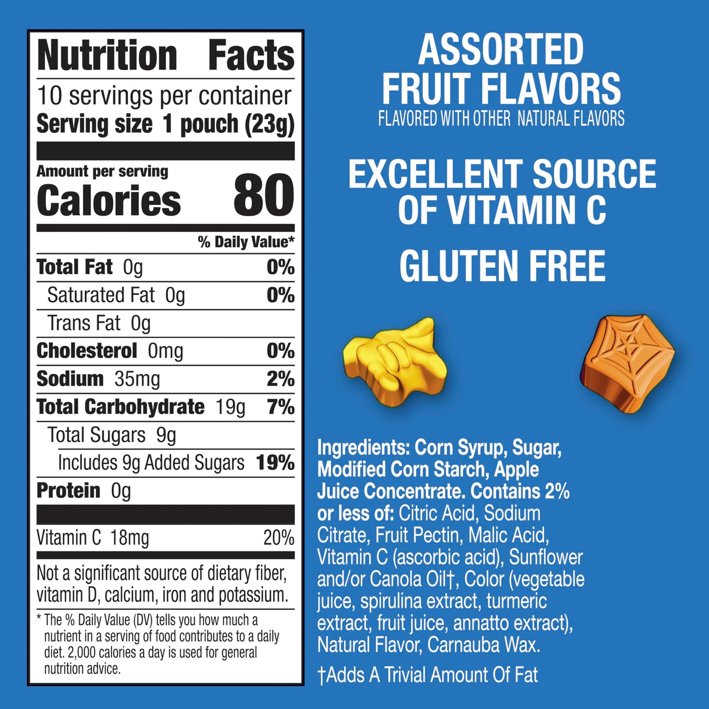 Spiderman Fruit Flavored Snacks, Treat Pouches, Gluten Free, 10 ct