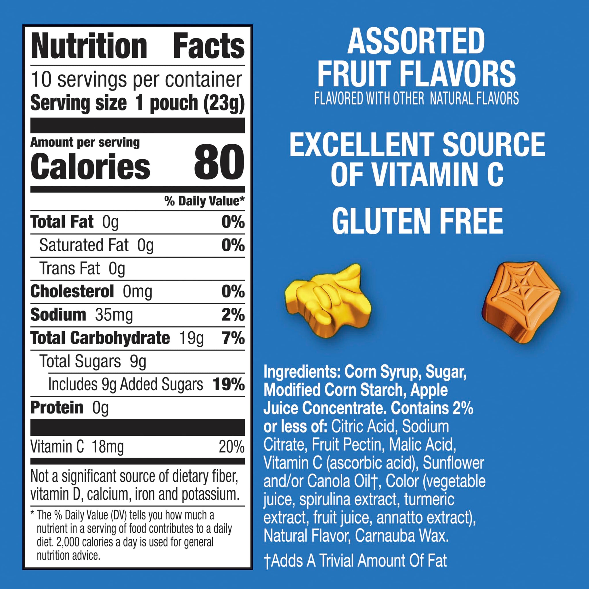 Spiderman Fruit Flavored Snacks, Treat Pouches, Gluten Free, 10 ct