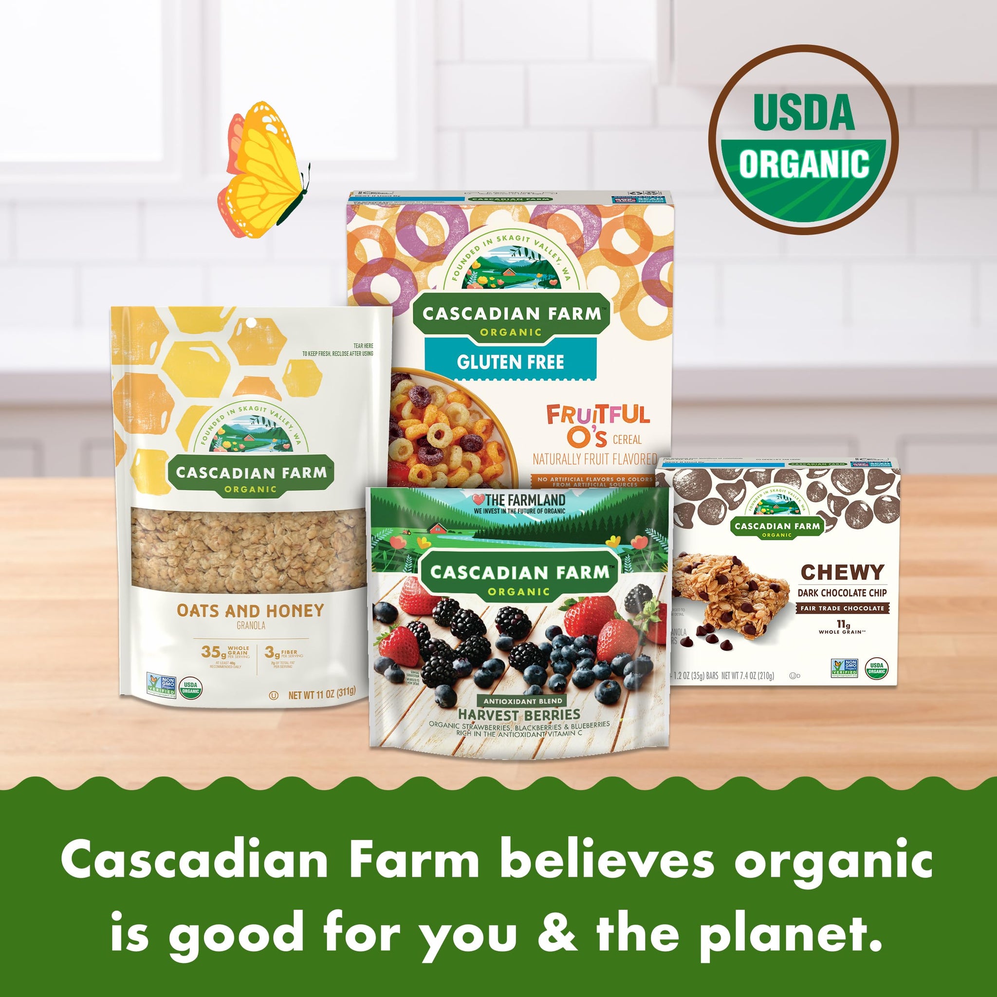 Cascadian Farm Organic Chewy Granola Bars, Dark Chocolate Chip, Value Size, 10 Bars, 12.3 oz