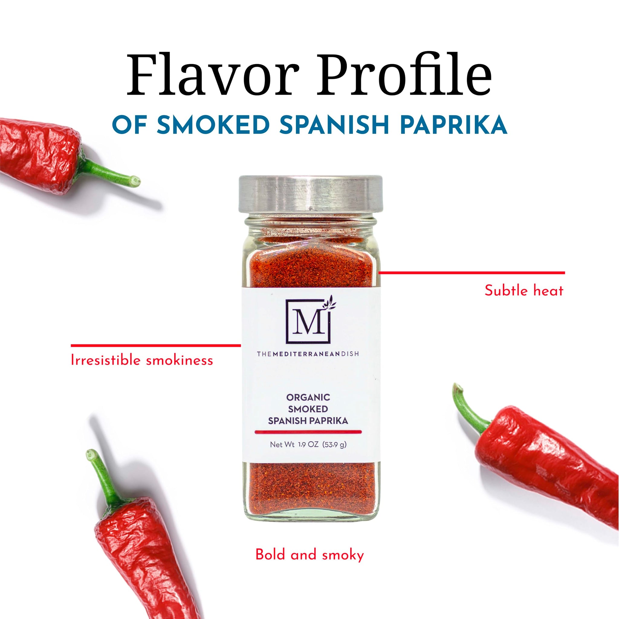 The Mediterranean Dish Smoked Spanish Paprika - Bold, Smoky, Subtly Spicy Powder for Cooking and Grilling - Gourmet Chef Essential - Organic Old World