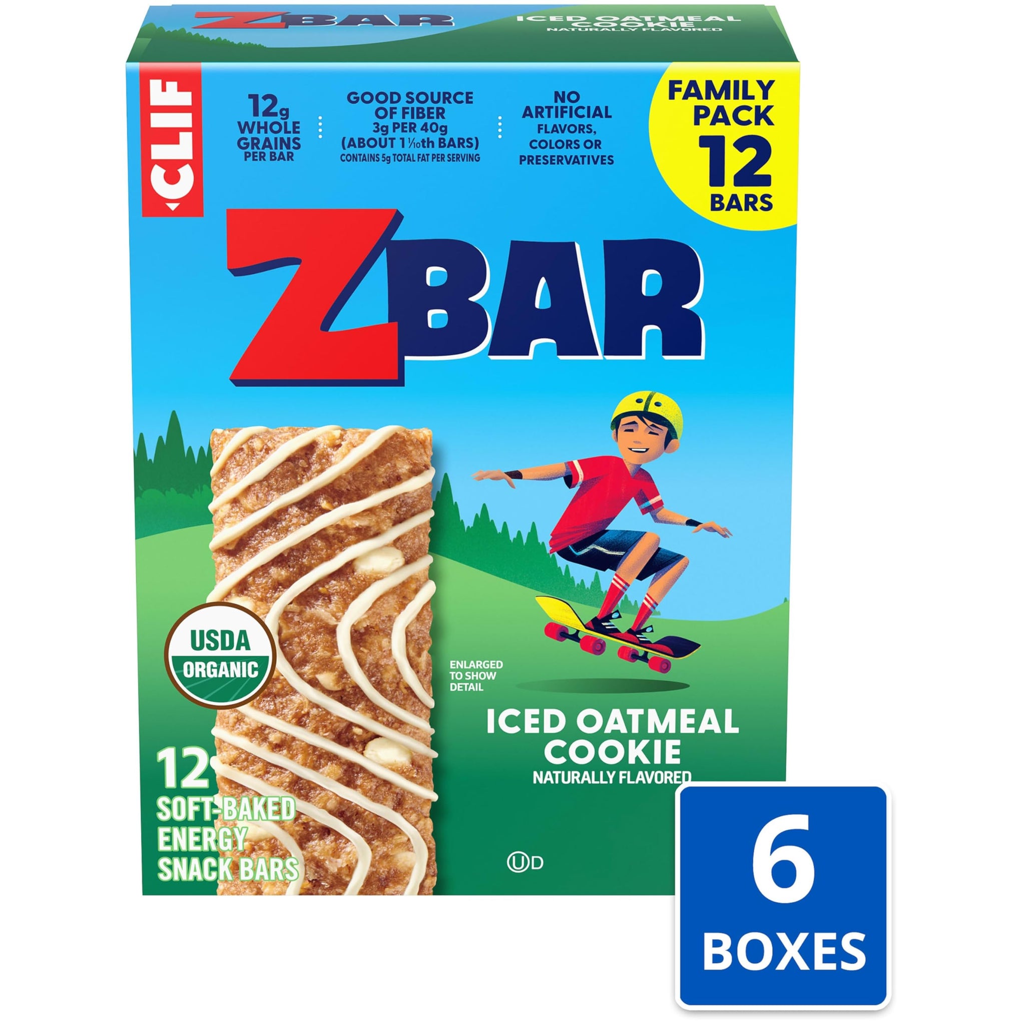 Zbar - Iced Oatmeal Cookie - Soft-Baked Energy Snack Bars - Non-GMO - 12g Whole Grains - USDA Organic Granola Bars - Snacks for Kids (72 Pack, 6