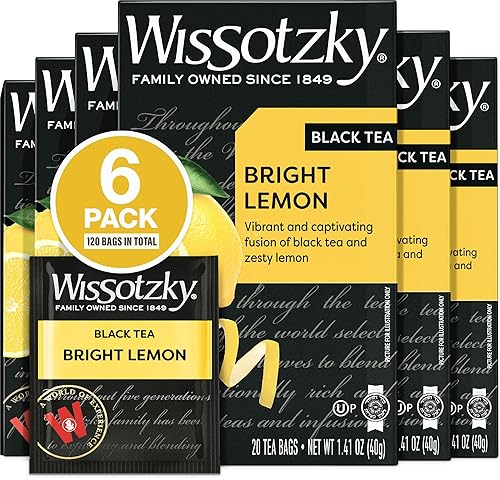 Wissotzky Bright Lemon Black Tea (6 Pack - 120 Tea Bags) | Zesty Lemon Tea Bags | Antioxidant Rich | Revitalizing Black Tea Bags