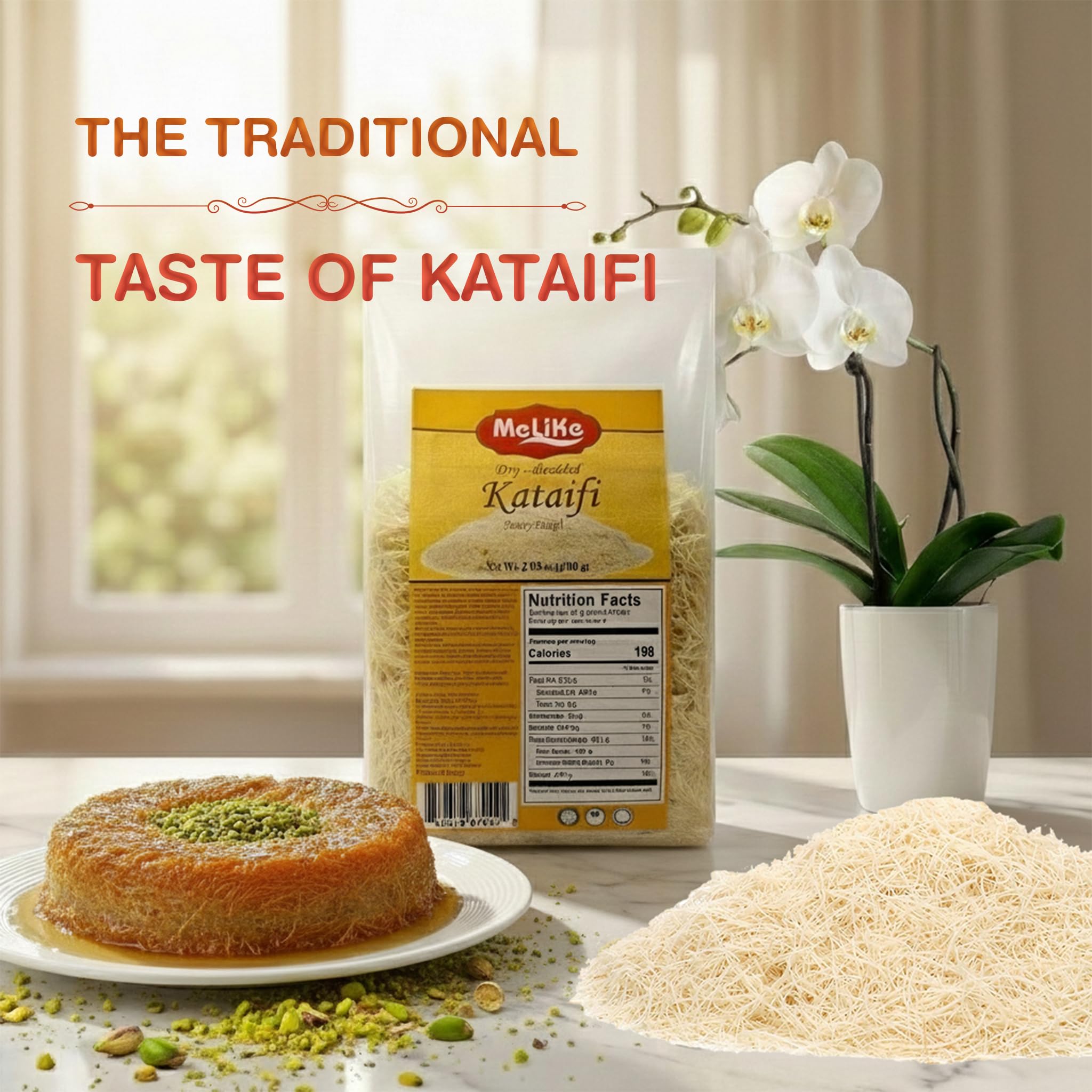 MELIKE Dried & Chopped Kataifi Shredded Fillo Dough 7oz (200g). dried Kadayif Pastry Dough, Ingredient for The Viral Dubai Chocolate Bar, Shredded