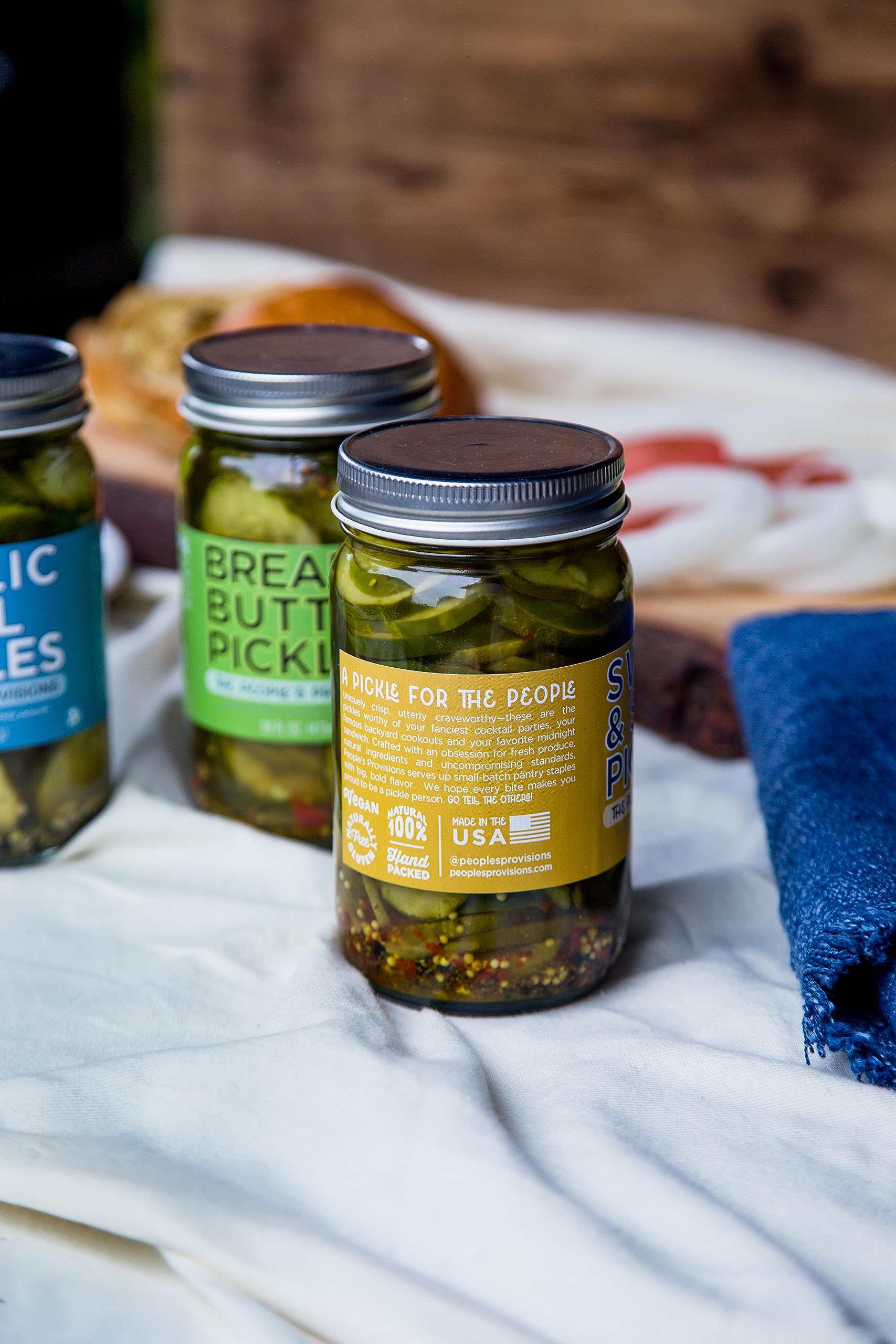 The People's Provisions - Just The Pickles - Garlic Dill, Spicy Garlic, Bread & Butter and Sweet & Spicy Pickles in one gift pack (4 jars)