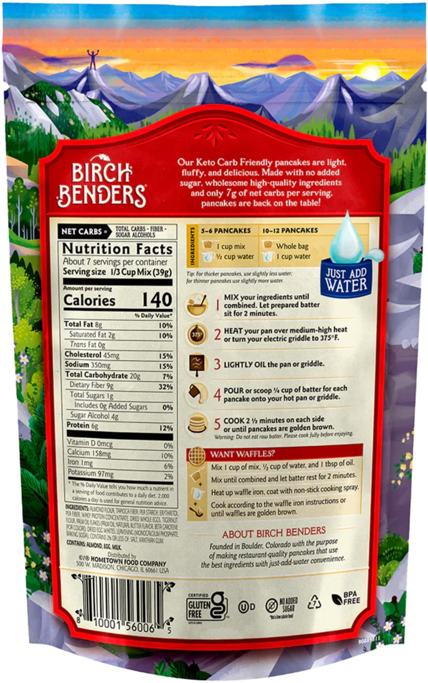 Birch Benders Keto Pancake and Waffle Mix, 10 oz. (Pack of 4)