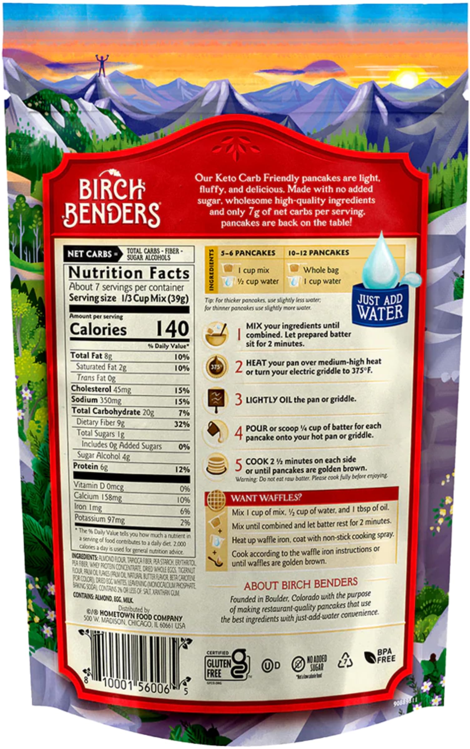 Birch Benders Keto Pancake and Waffle Mix, 10 oz (Pack of 6)