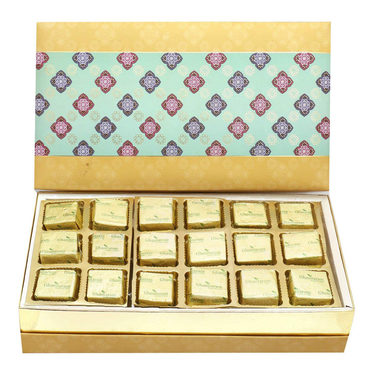 Ghasitaram Gifts Chocolate - 5 Part Print 18 Pcs Chocolate Box
