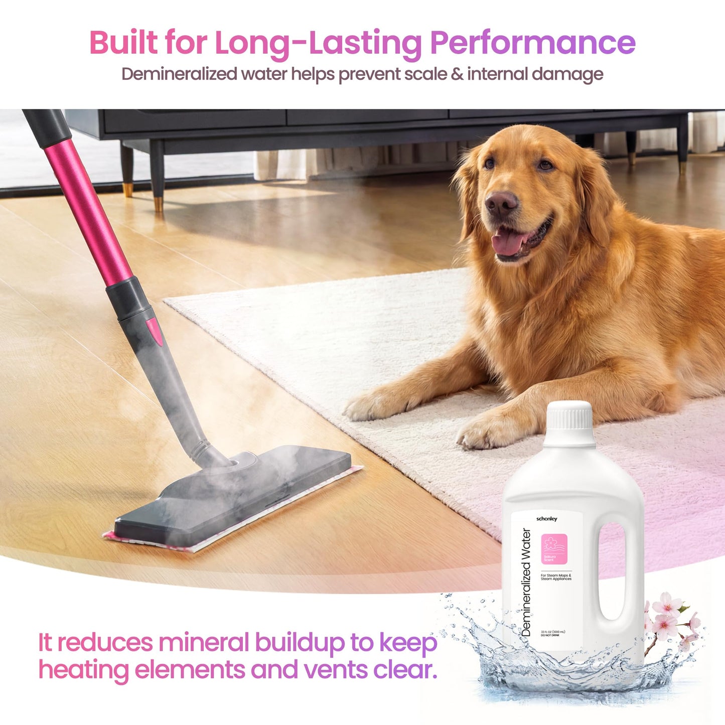 Schenley Demineralized Water - Ready-to-Use Formula for Steam Mops & Floor Steamers - Ideal for Kitchen, Bathroom & All Sealed Floors - Clean Fresh