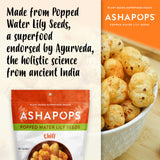 AshaPops Chili Flavored Popped Water Lily Seeds - Gluten-Free, Vegan, Paleo, Nut-Free, Corn-Free, Soy-Free, Non-GMO, Delicious Plant-Based Crunchy