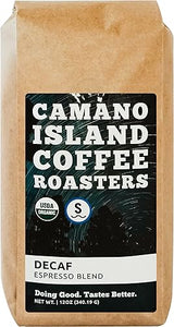 Camano Island Coffee Roasters Decaf Espresso Blend, Ground 12oz, Fresh Dark Roast Swiss Water Processed, USDA Organic, Fairly Traded, Shade Grown Top