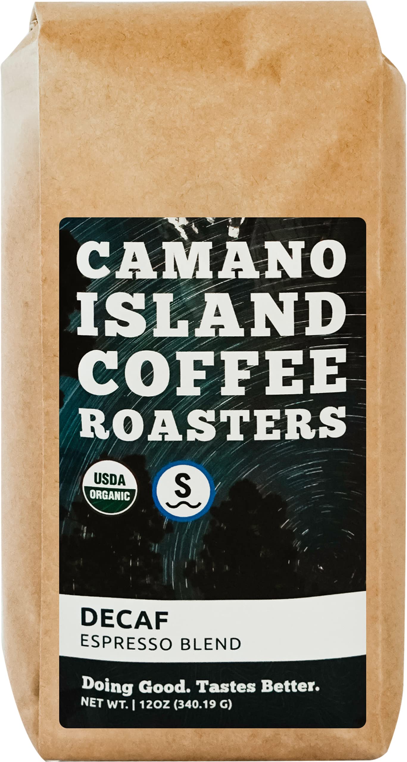 Camano Island Coffee Roasters Decaf Espresso Blend, Ground 12oz, Fresh Dark Roast Swiss Water Processed, USDA Organic, Fairly Traded, Shade Grown Top
