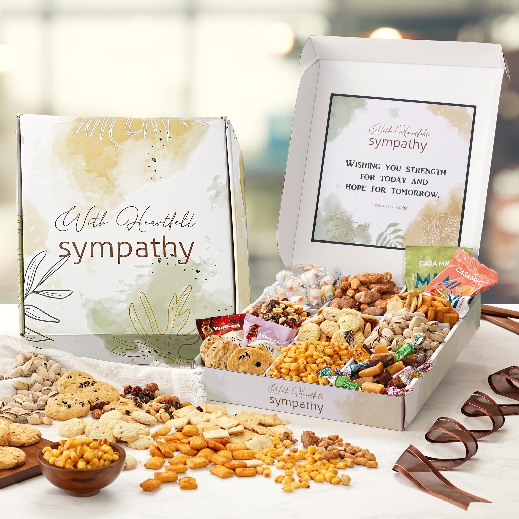 Broadway Basketeers Sympathy Gift Baskets Snack & Sweets Gifts for Condolences Bereavement for Loss of Loved One, Kosher Shiva Sorry for Your Loss