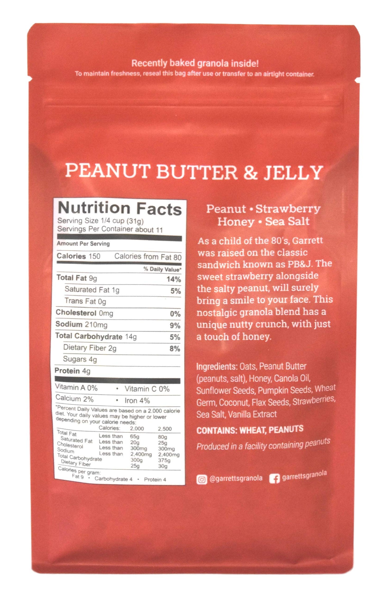Garrett's Granola - Peanut Butter and Jelly with Strawberries Granola Mix, 12 Ounce (Pack of 2)