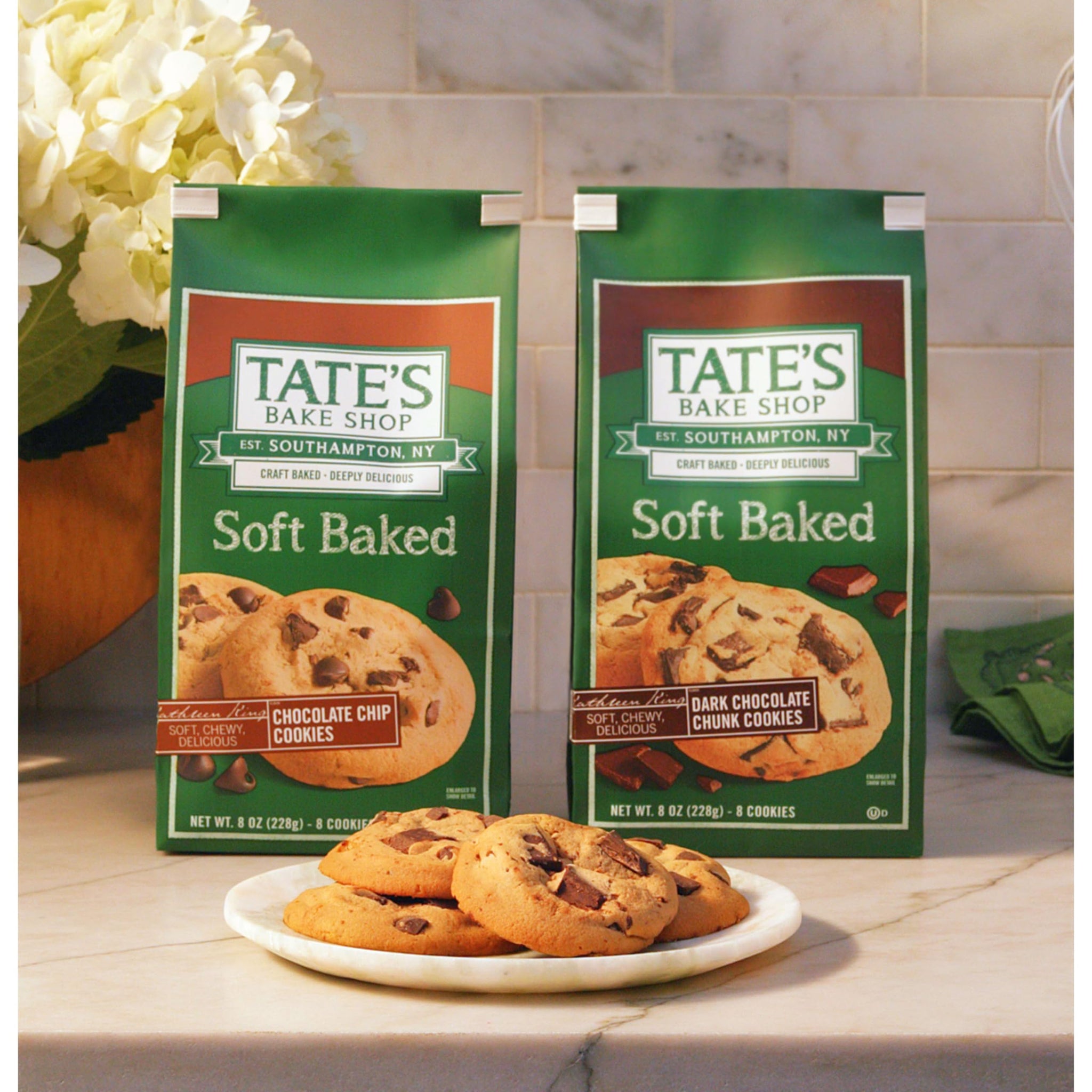Tate's Bake Shop Soft Baked Cookies, Chocolate Chip, 4-8 oz Bags