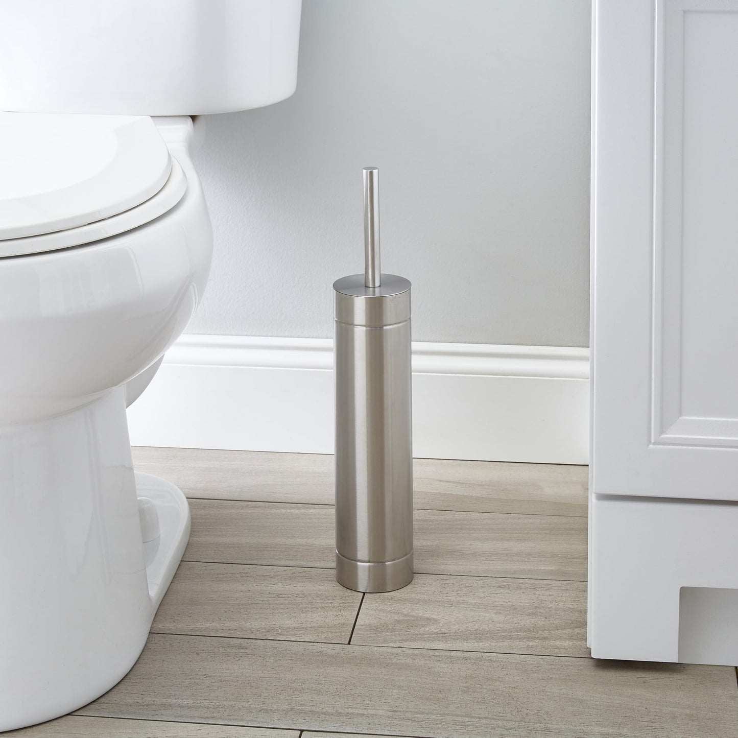 Bath Bliss Toilet Brush with Weighted Base | Slender Design | 360 Degree Brush | Bathroom Cleaning | Stainless Steel